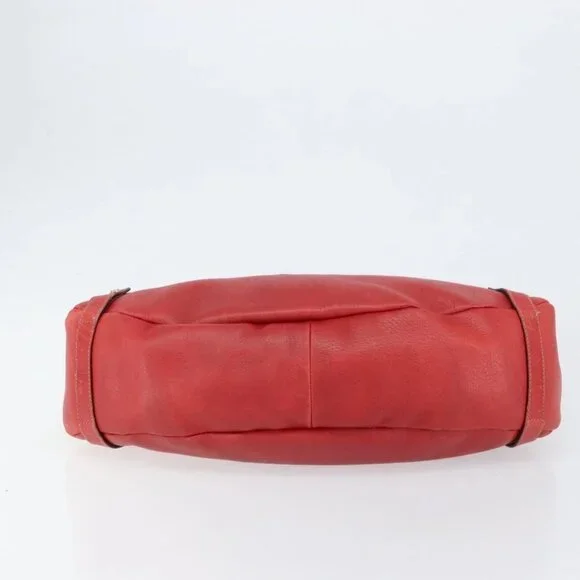 GUCCI Tote Bag Leather Red Gold 130736 Auth 148617